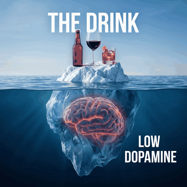 Iceberg with the drink on the tip and low dopamine under the water