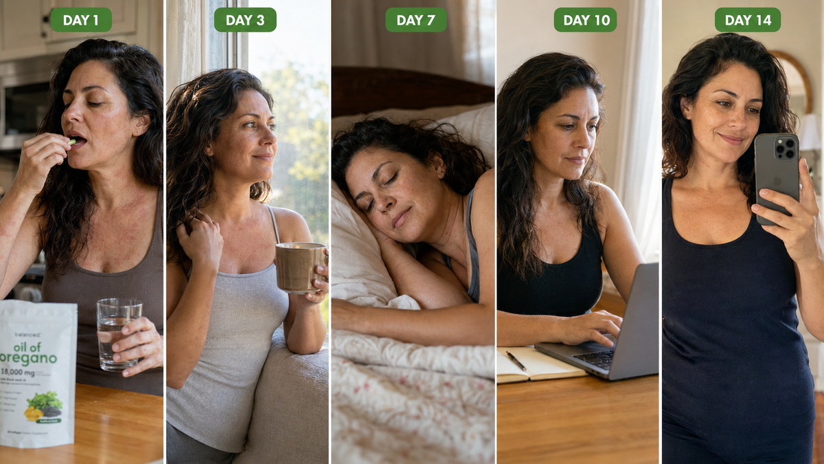 Testimonial screenshots collage with banner reading 120,000 plus happy customers, 94 percent report meaningful change in 14 days